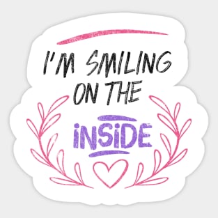Funny " I'm Smiling On The Inside " Sticker